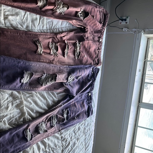 Stylish Ripped Jeans for Men - Purple and Pink